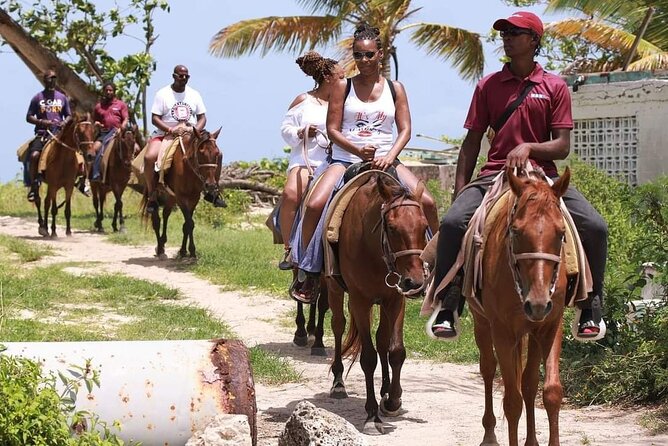 Horseback Riding at Hawksbill Beach in Five islands Antigua - The hilltop lookout above Galley Bay